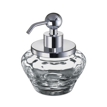 Soap Dispenser, Windisch 90474, Chrome Round Optic Crystal Glass Soap Dispenser 90474